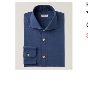 Men's KITON Blue Shirt SIZE 17.5 Cotton